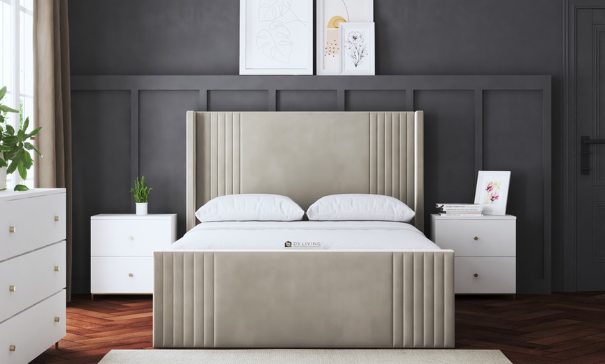 Image 3: DS Living Elara Winged Panel Bed With Ottoman Gas Lift
