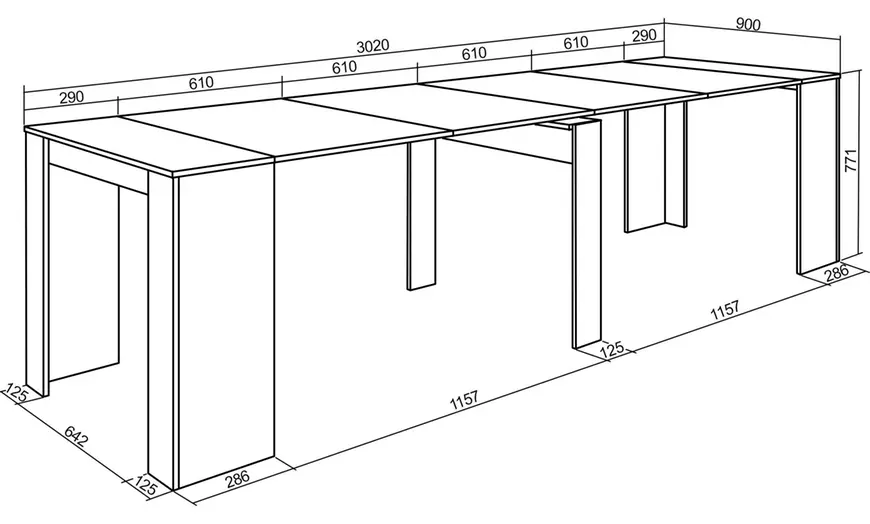 Image 38: Extendable Console Table for 6 people or up to 14 people
