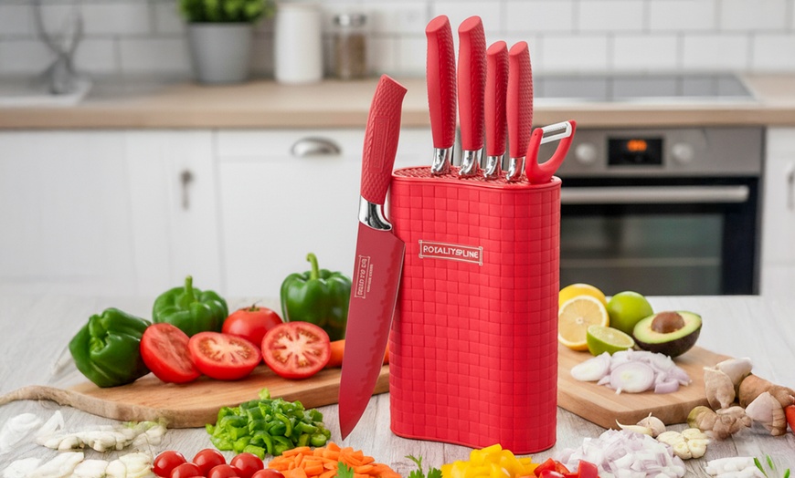 Image 1: Set di coltelli da 7 pezzi con supporto, Royalty Line 