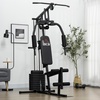 Image 1: HomCom Multifunction Home Gym Machine with 45kg Weight Stack