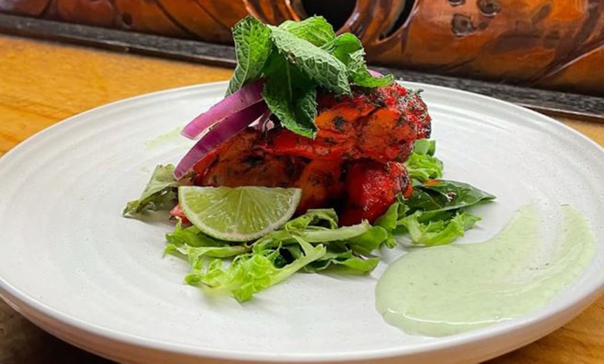 Image 1: Three Course Indian Feast with a Glass of Wine for Up To Six People!