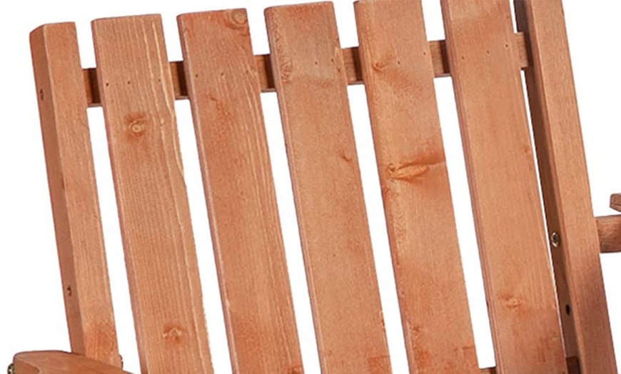 Image 2: Outsunny 2-Seater Wooden Bench with Centre Table