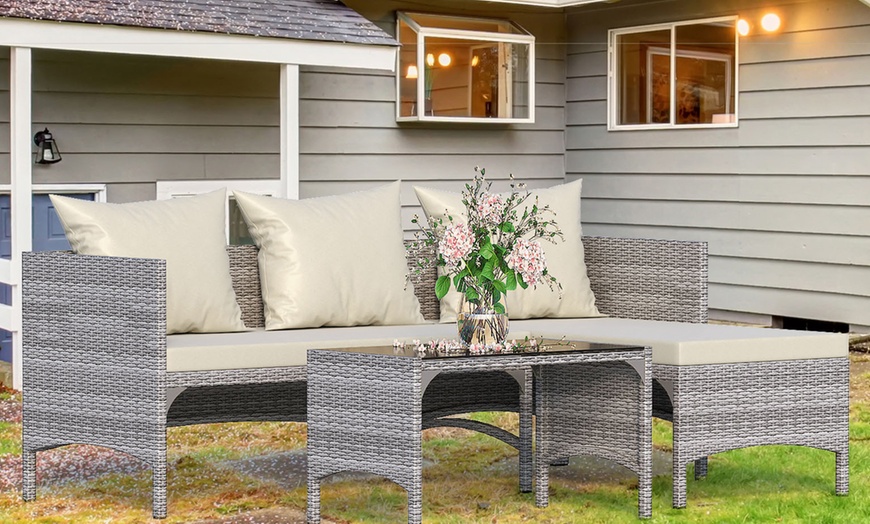 Image 9: Three Piece Outdoor Furniture Set With Table 