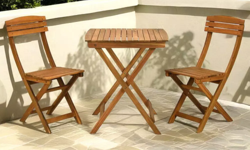 3-Piece Acacia Wood Folding Garden Bistro Set - Primary Image