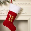 Image 4: Red Flannel Christmas Stocking with Letter Design