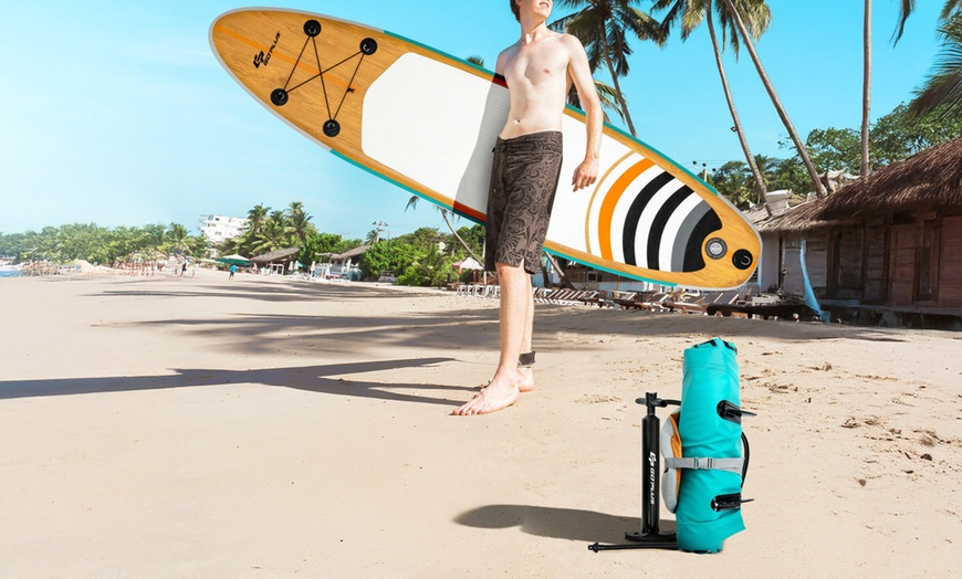 Image 8: Goplus 11' Inflatable Stand Up Paddle Surfboard W/Bag Aluminum Paddle Pump