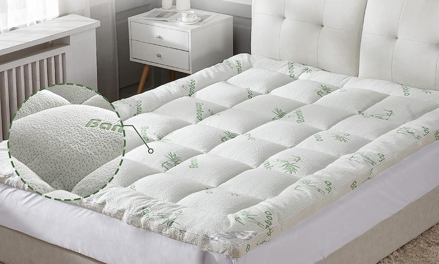 Image 5: Cubrecolchón de bambú, 8 cm de grosor, microfibras - Sampur