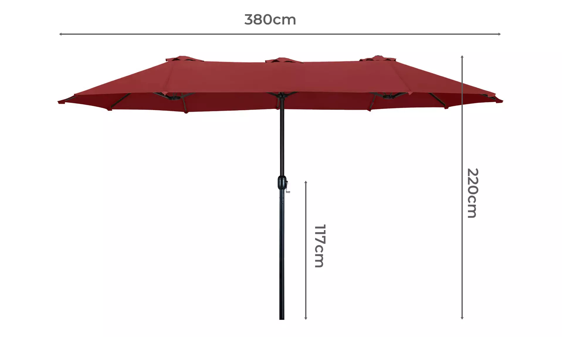 Mountview 380cm Double-Sided Patio Parasol Umbrella