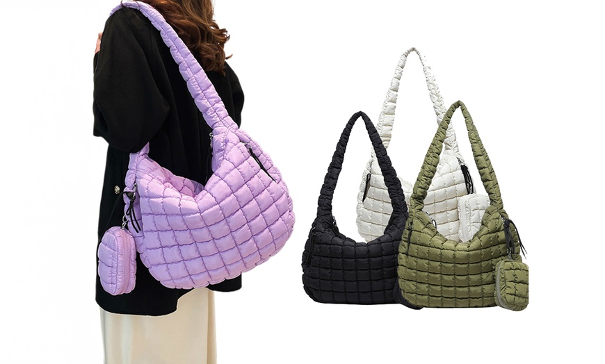 Image 2: Gesteppte Schultertasche mit abnehmbarer Mini-Tasche