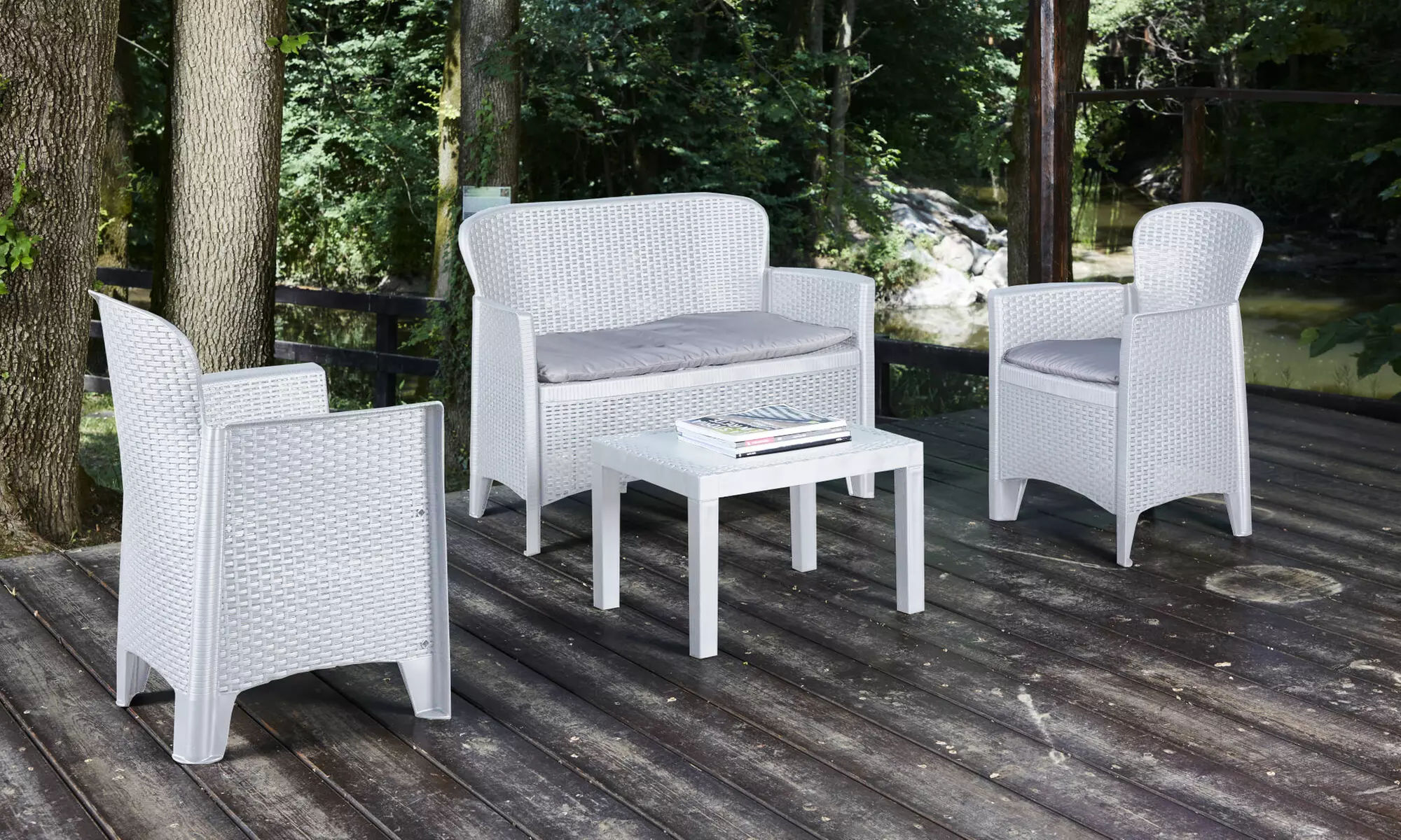 Tuinset met rotan meubels inclusief kussens