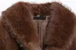 Faux Fur Zip-Up Jacket in Chocolate Brown - Image 3