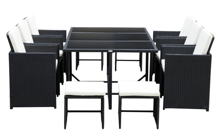 Image 3: 10-Seater Outsunny Rattan Garden Furniture Set with Cushions and Table
