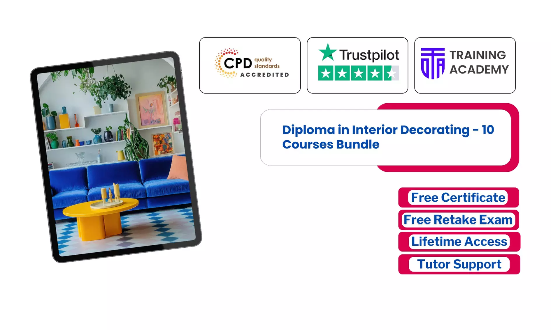 Diploma in Interior Decorating + Lifetime Access to 2000+ Courses from Online Training Academy (Get 40% Off) - Primary Image