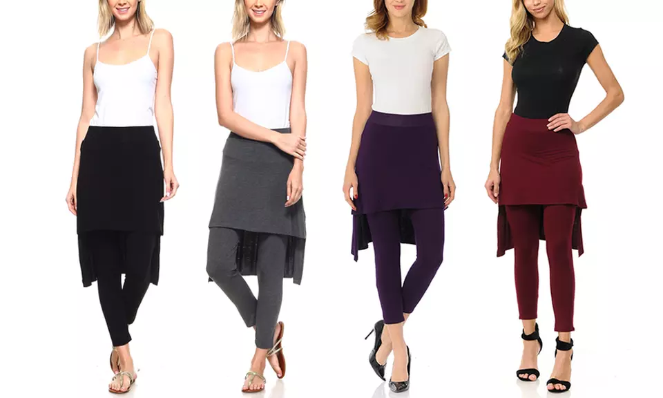 Women's High-Low Skirted Leggings. Plus Sizes Available. - Primary Image