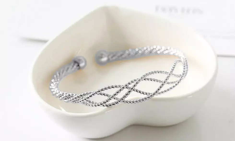 Diamond Cut Braided Cuff Bangle