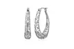 Italian Made 925 Sterling Silver Oval Filigree Hoop Earrings - Second Medium