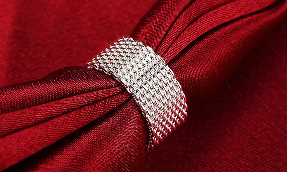 925 Sterling Silver Woven Mesh Ring