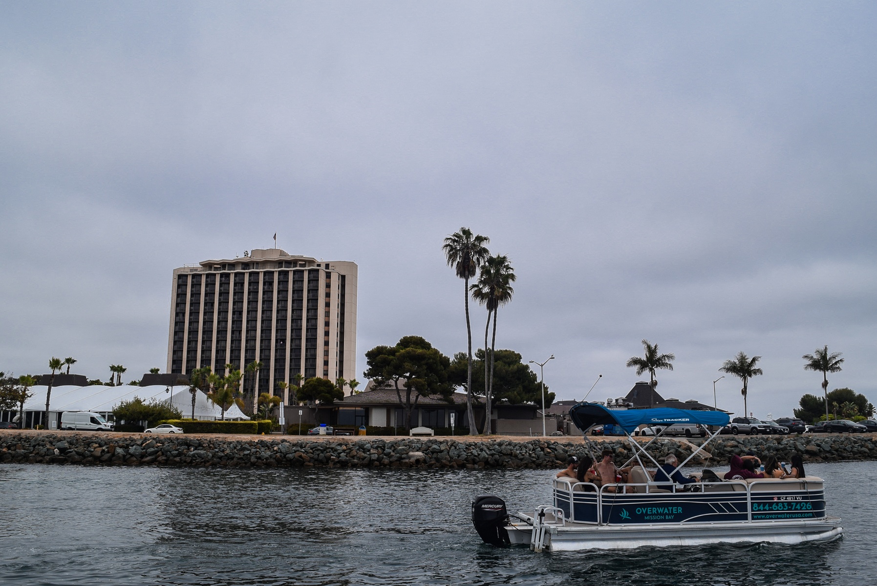 Deluxe Party Pontoon Boat Rentals with OverWater on Mission Bay