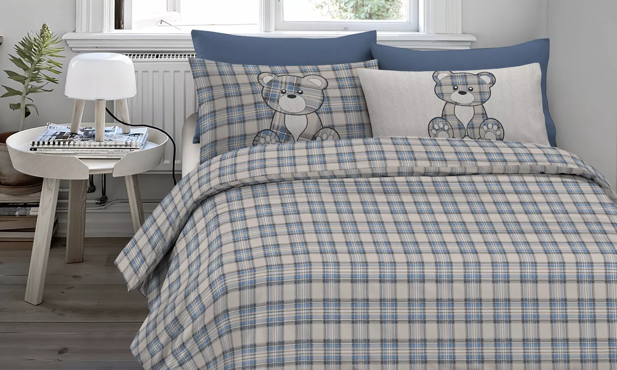 Juego de funda nórdica de franela 100 % algodón con fundas de almohada