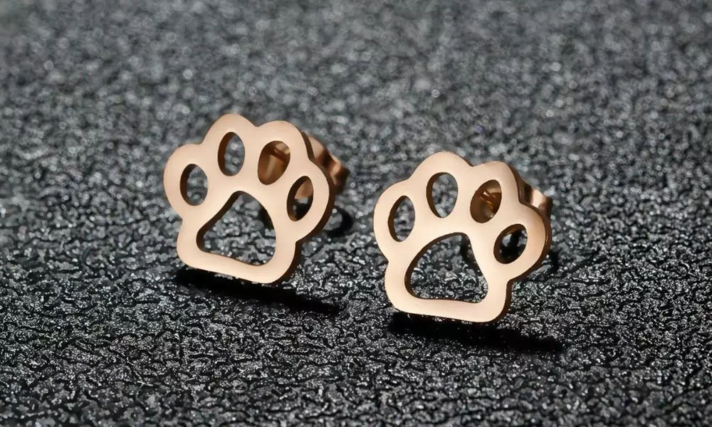 Stainless Steel Paw Print Fashion Stud Earrings - Multiple Options