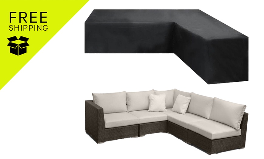 Image 1: Water Resistant L-Shape Outdoor Furniture Cover