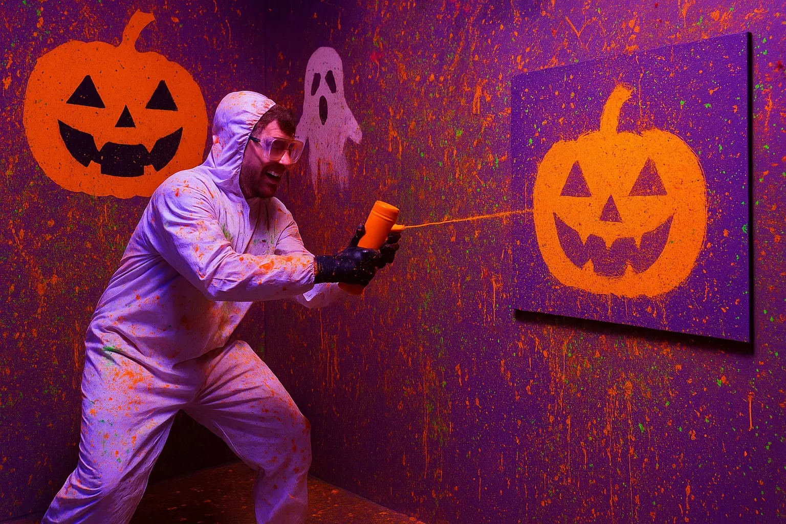 Halloween Glow Splatter Art Party for One, Two, Four, or Six People