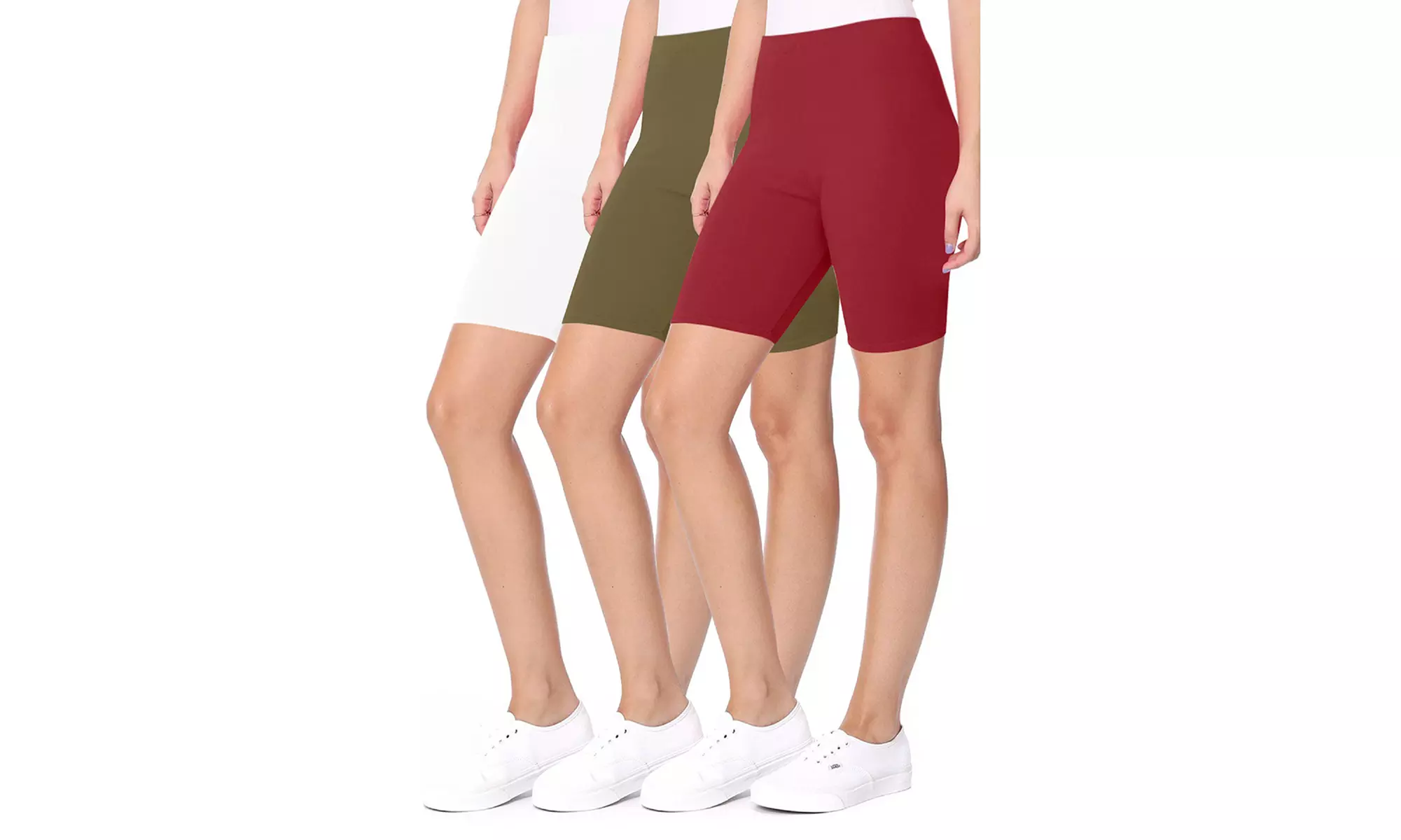 Women's Casual Seamless Elastic High Biker Shorts (Pack of 3)