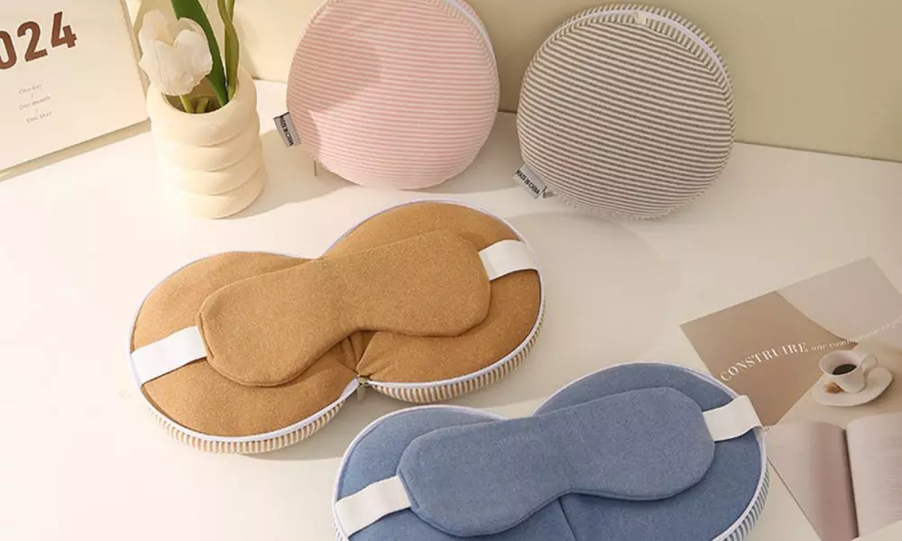 Two-in-One Foldable Travel Pillow with Eye Mask