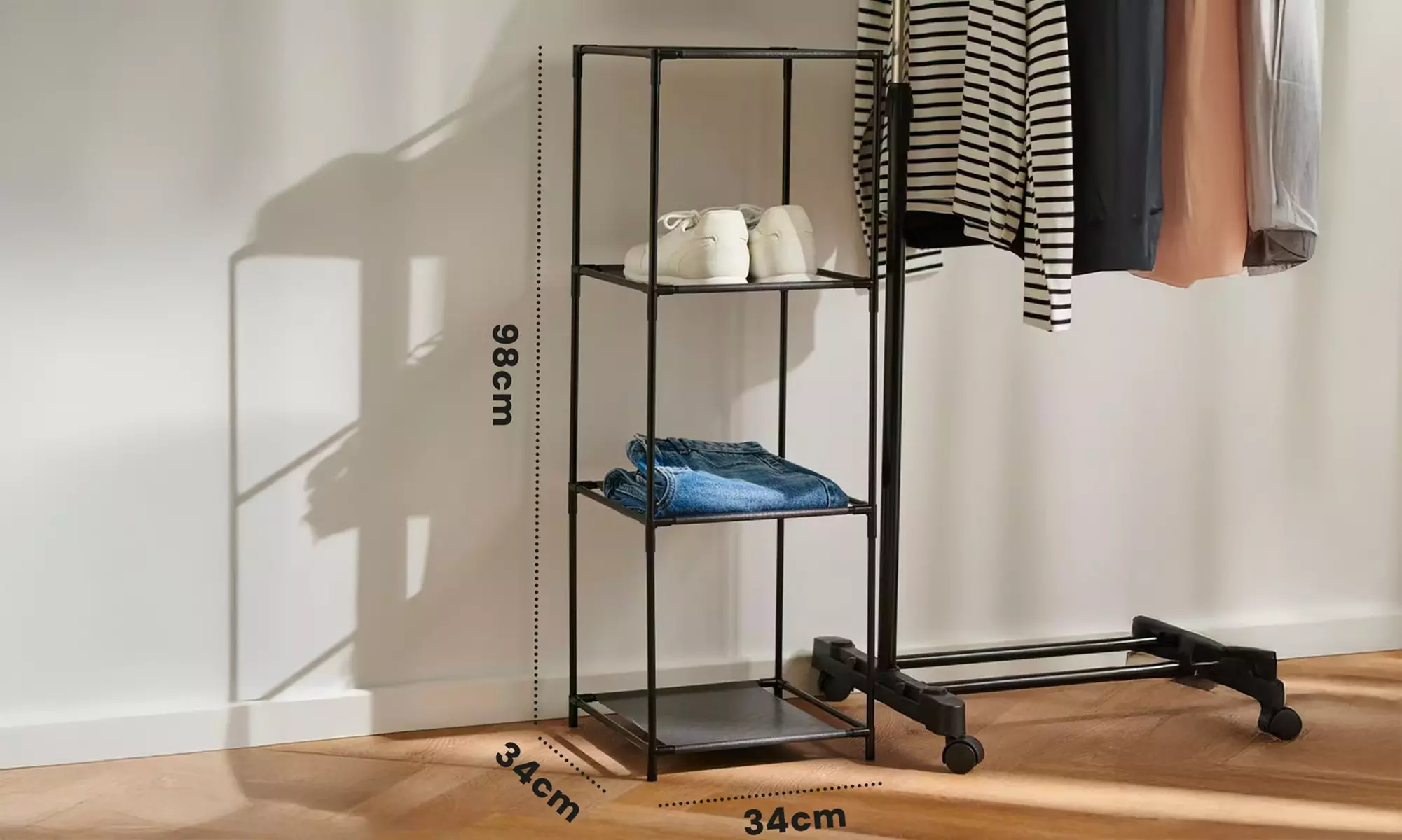 Set 2 scaffali modulari salvaspazio, 3 ripiani in stoffa - Image 3