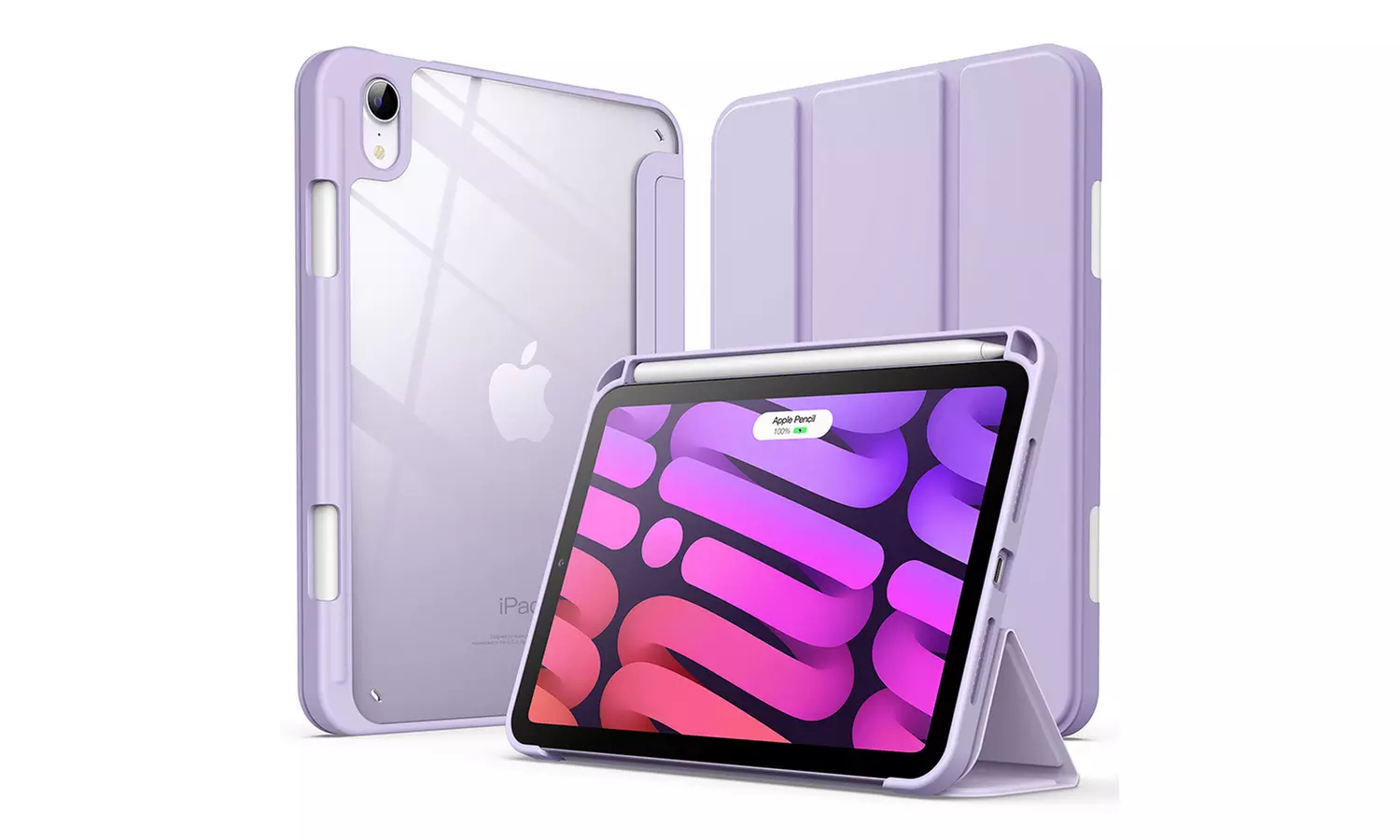 Clear Back Case for iPad mini 6 with Pencil Holder, Slim Stand Shockproof Cover