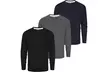 Pack of Three Blu Apparel Long-Sleeved Crew Neck T-Shirts - Second Medium