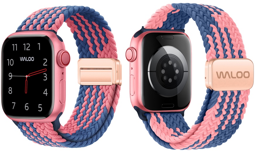 Image 4: Waloo Braided Nylon Magnetic Loop Band For Apple Watch- (Size & Color)