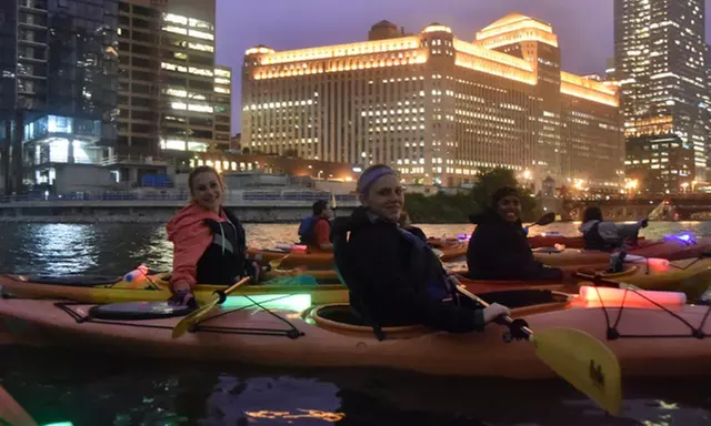 City Lights Night Paddle or Chicago River Sunset Paddle for One or Two from Kayak Chicago (Up to 46% Off) - Second Medium