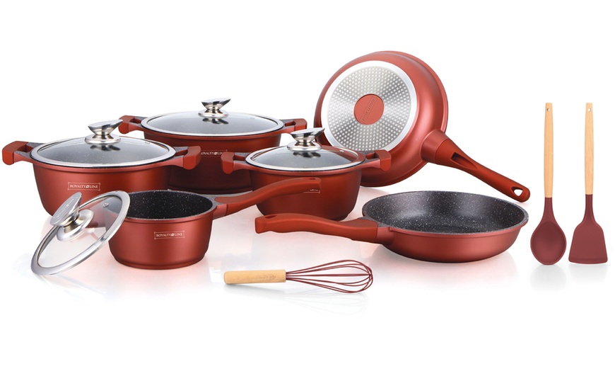 Image 2: Batería de cocina de aluminio fundido con 13 piezas, de Royalty Line