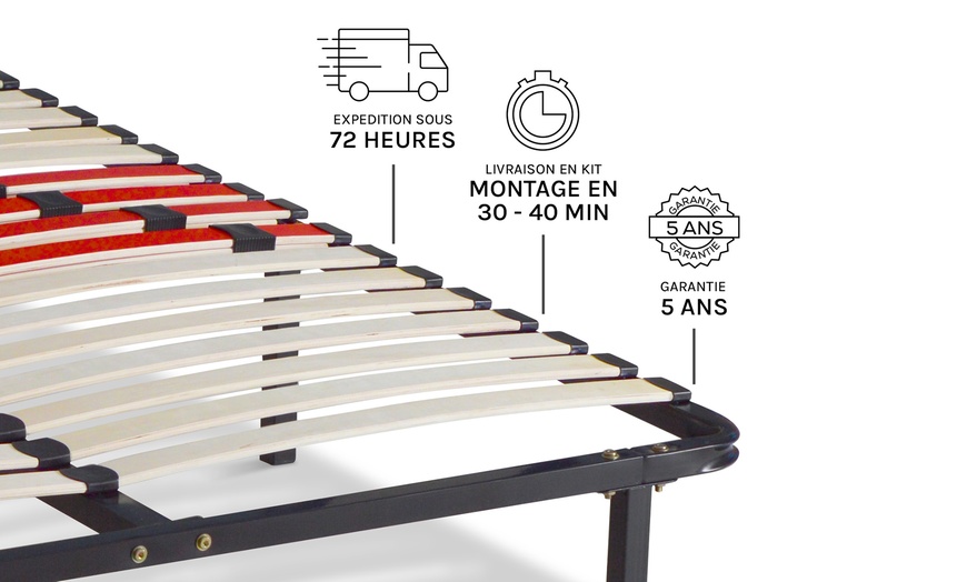 Image 9: Sommier cadre à lattes morphologiques en métal