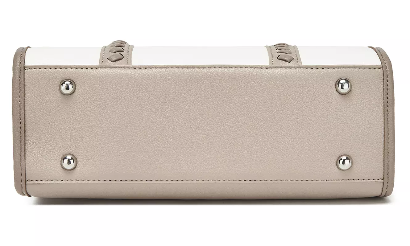 Miss Lulu PU Leather Graceful Spacious Tote Bag with Woven Trim Strap