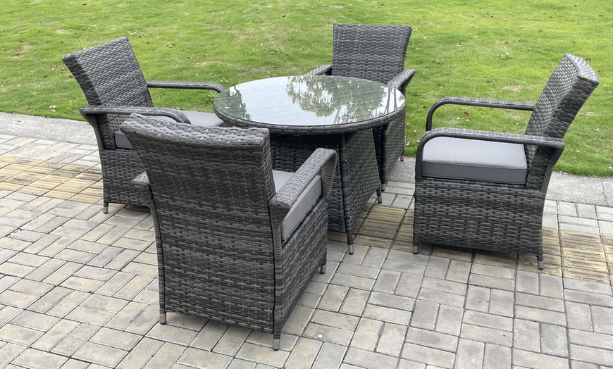Image 1: Fimous Polyrattan-Gartenmöbel-Set mit rundem Tisch