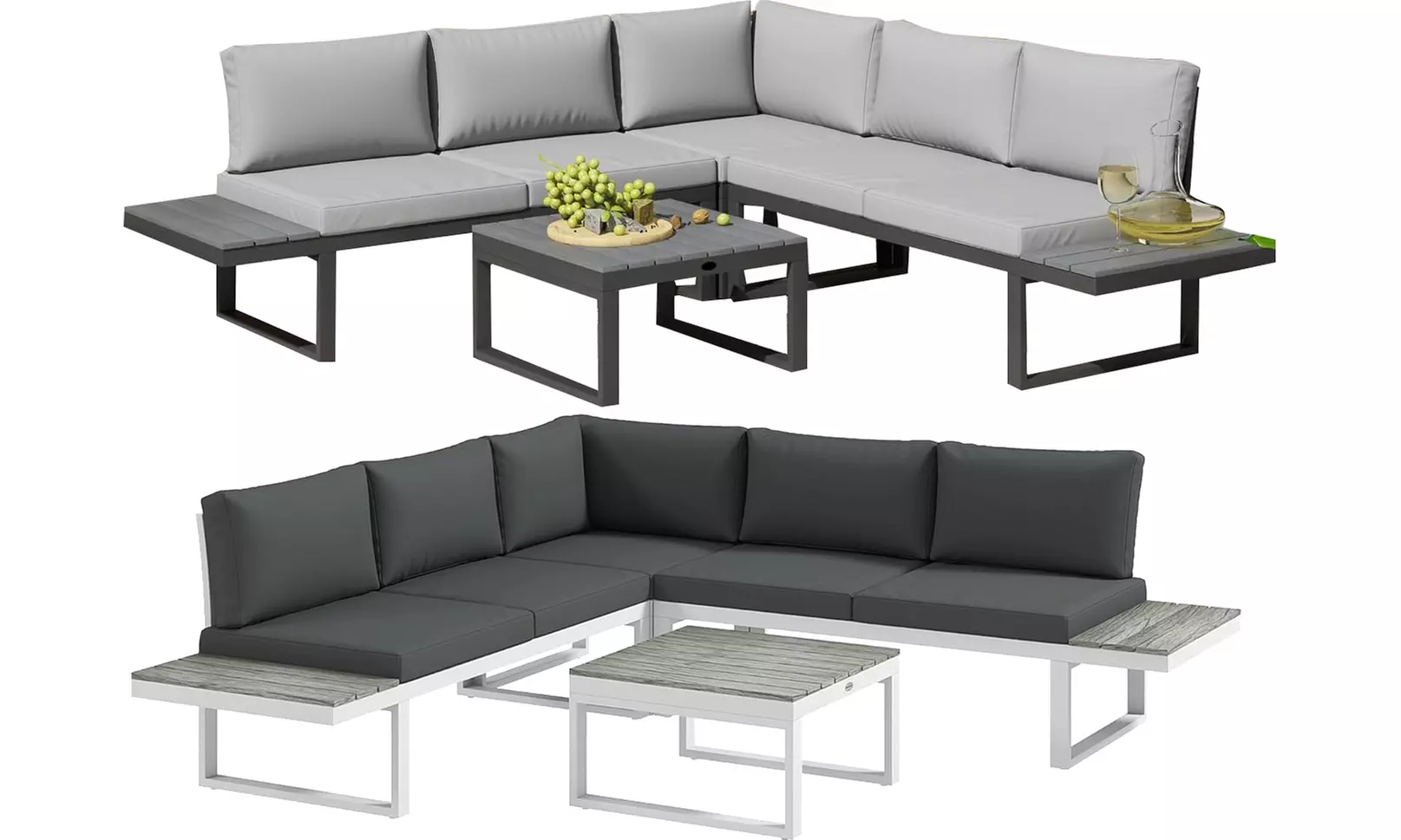 Four-Seater Outsunny Garden Set with Recline Corner Sofa and Table