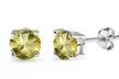 Paris Jewelry White Gold Plated Round Citrine 6mm Stud Earrings - Second Medium