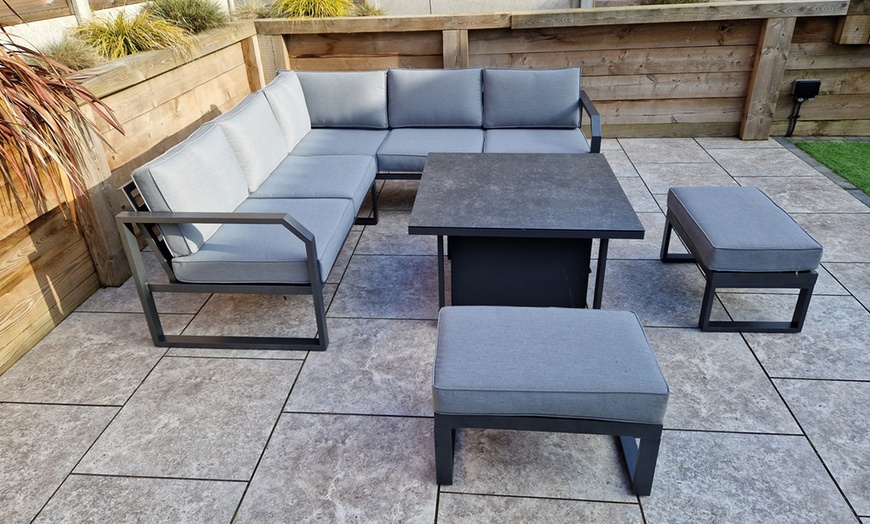 Image 4: Havana 6-Seater Corner Sofa Dining Set with Water-Resistant Cushions