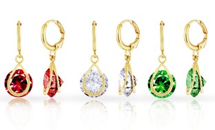 18K Gold Plated Drop Earrings with Swarovski Elements Crystals