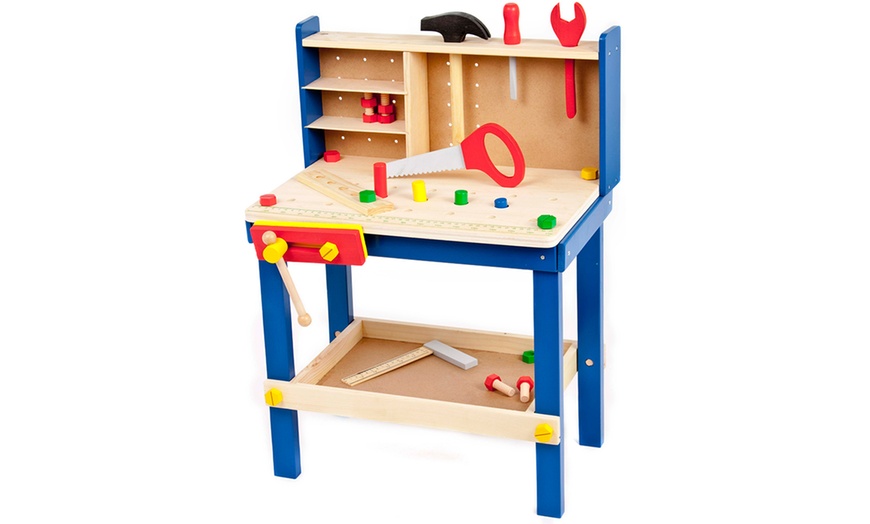 Image 1: Kids' Wooden Work Bench Play Set