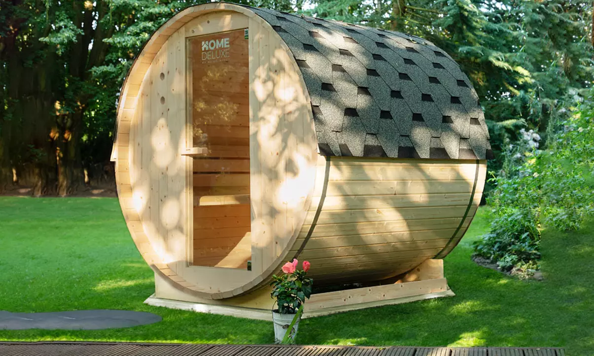 Home Deluxe Outdoor Fasssauna LAHTI für 2 Personen inklusive Zubehör