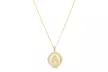 Crystal Round Disc Initial Pendant Necklace in 14K Gold Plated - Second Medium