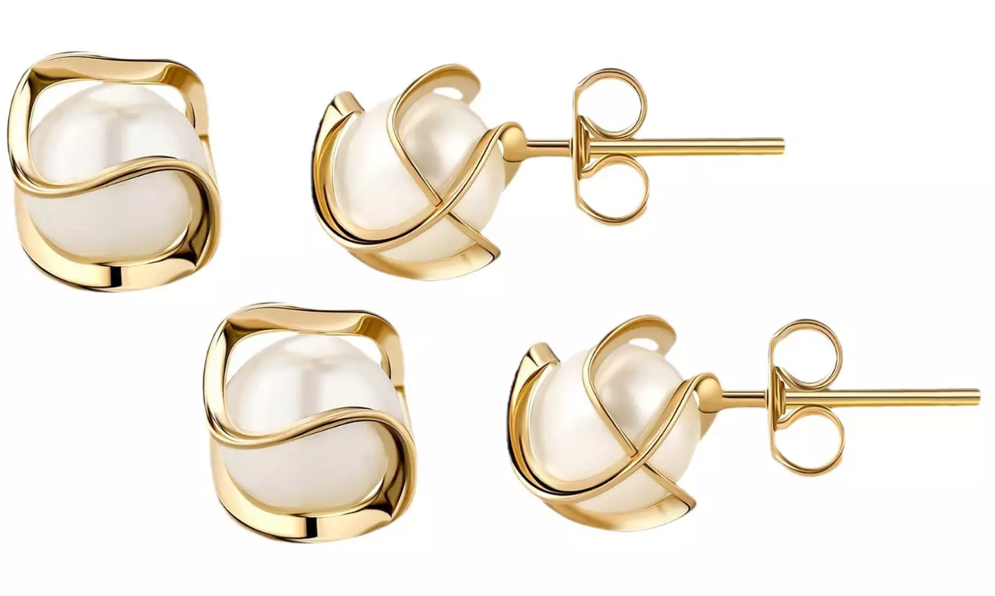 Cage Earrings with Cultured Freshwater Pearls