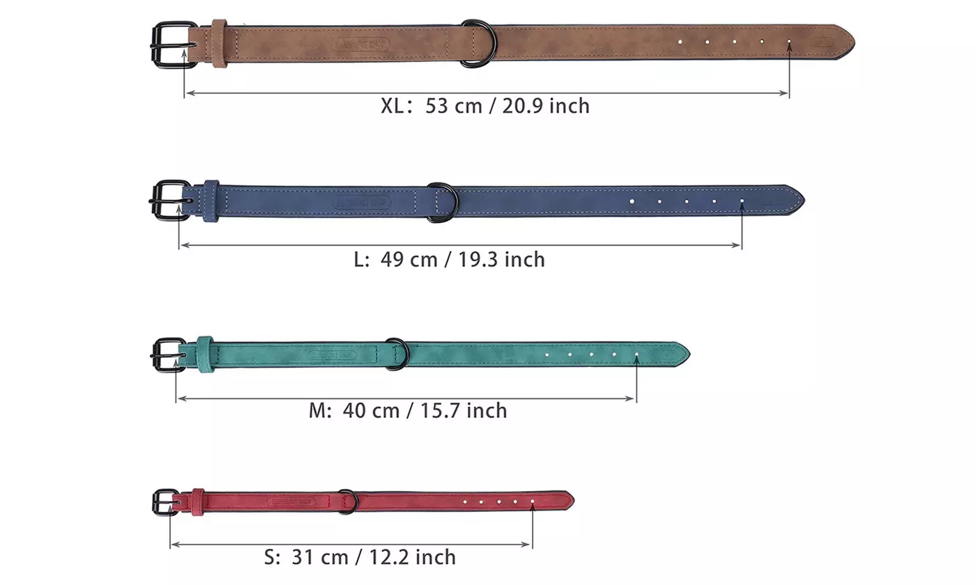 Adjustable Soft Leather Pet Dog Collar for Small Medium Large Dogs