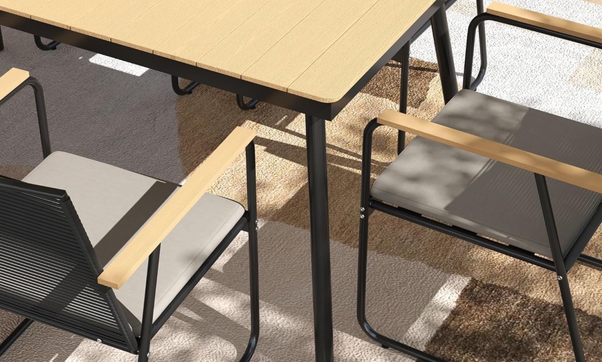 Image 3: Outsunny 6-Seater Garden Dining Set, Elegant Design with Soft Cushions