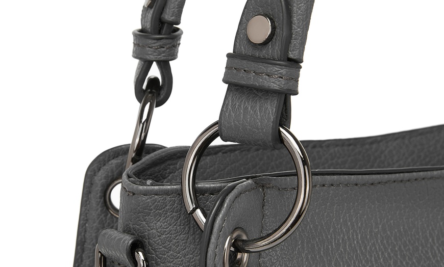 Image 12: Miss Lulu Women PU Leather Crossbody Handbag with Woven Accents