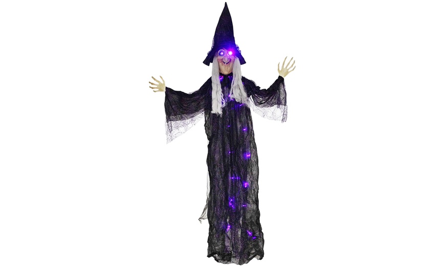 Image 13: Outsunny Voice Activated Halloween Animatronics Witch