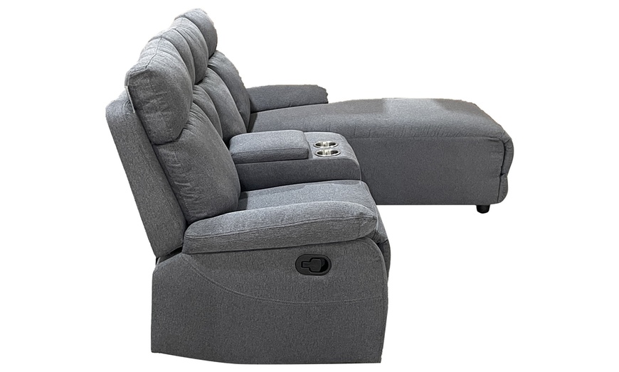 Image 5: Sorento Three Seater Fabric Corner Reclining Sofa 